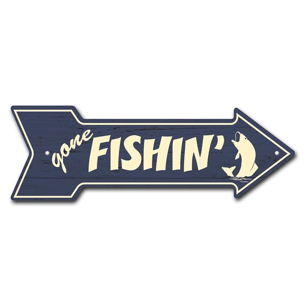 Signmission Gone Fishin Arrow Sign Funny Home Decor 24in Wide P-ARROW8-999841 - main